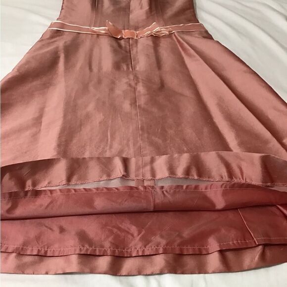 Vintage Midi Slip Dress Tailor Made Dusty Rose Pink Satiny Flare Midi Dress - Picture 11 of 15
